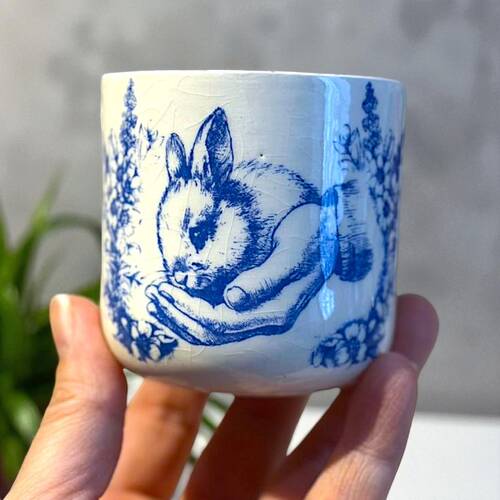 Mesh Stencil Ceramic Cup Col. Easter Collage