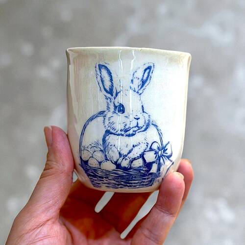 Mesh Stencil Ceramic Cup Col. Easter Collage