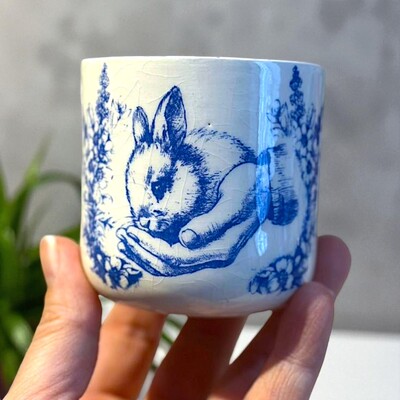 Mesh Stencil Ceramic Cup Col. Easter Collage - Thumbnail