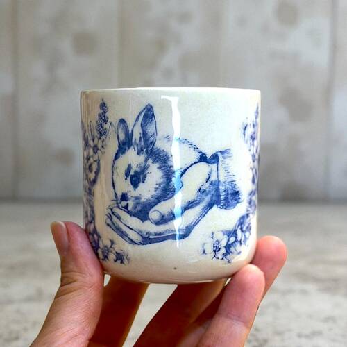 Mesh Stencil Ceramic Cup Col. Easter Collage