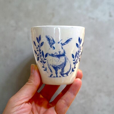 Mesh Stencil Ceramic Cup Col. Easter Collage - Thumbnail