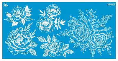Mesh Stencil Ceramic Cup Col. Peony & Roses