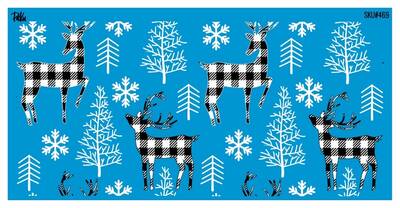 Mesh Stencil Ceramic Cup Col. Plaid Reindeers (22*11 cm)