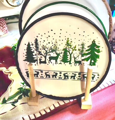 Paku Malzeme - Mesh Stencil Ceramic Cup Col. Reindeer Forest; 30*10 cm (1)