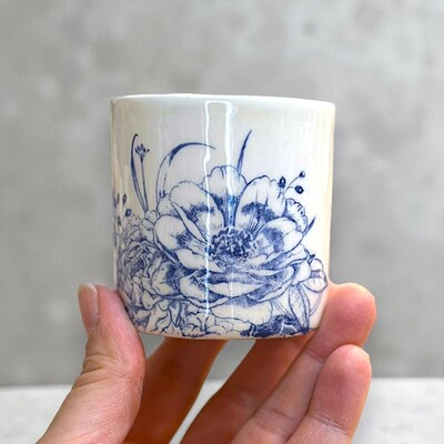 Paku Malzeme - Mesh Stencil Ceramic Cup Col. Spring Florals-2 (1)