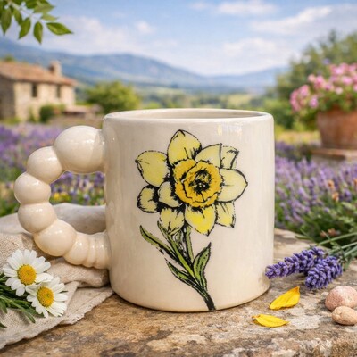 Mesh Stencil Ceramic Cup Col. Spring Florals-4 (22*11 cm) - Thumbnail