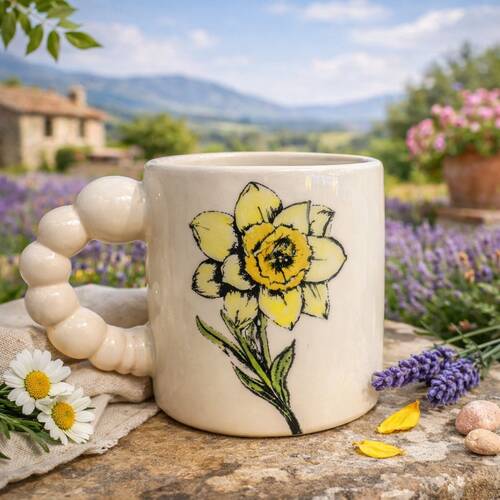 Mesh Stencil Ceramic Cup Col. Spring Florals-4 (22*11 cm)