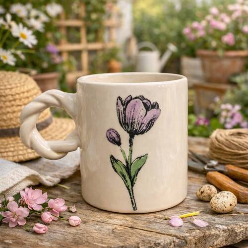 Mesh Stencil Ceramic Cup Col. Spring Florals-4 (22*11 cm)