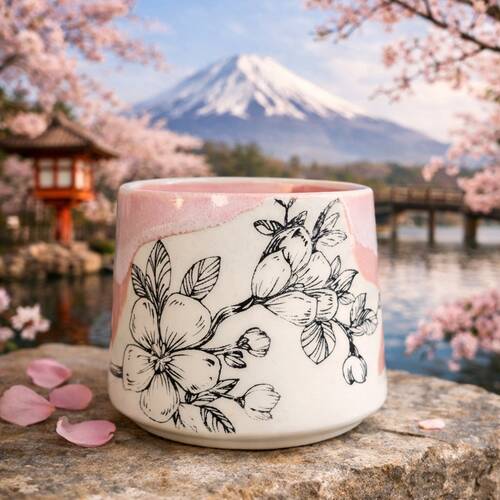 Mesh Stencil Ceramic Cup Col. Spring Florals-4 (22*11 cm)