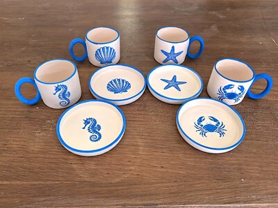 Paku Malzeme - Mesh Stencil Ceramic Cup Col. Under the Sea-2 (22*11 cm) (1)