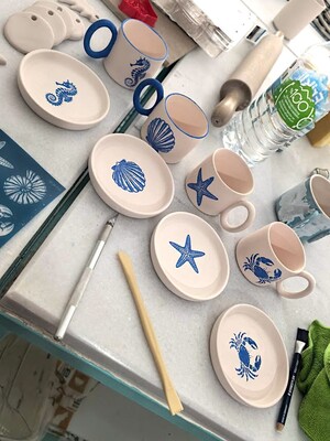 Mesh Stencil Ceramic Cup Col. Under the Sea-2 (22*11 cm) - Thumbnail