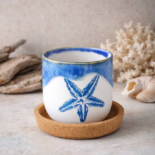 Mesh Stencil Ceramic Cup Col. Under the Sea-3 (22*11 cm)
