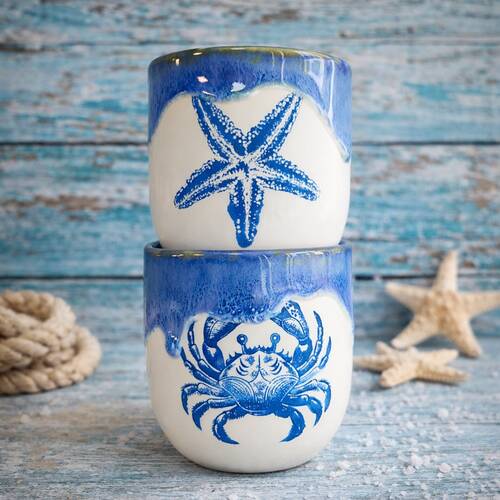 Mesh Stencil Ceramic Cup Col. Under the Sea-3 (22*11 cm)