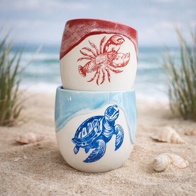 Paku Malzeme - Mesh Stencil Ceramic Cup Col. Under the Sea-3 (22*11 cm) (1)