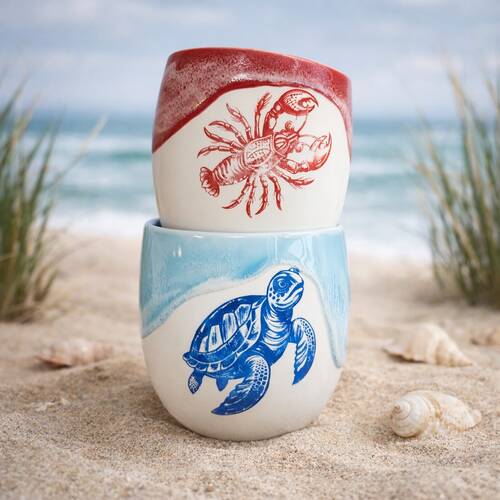 Mesh Stencil Ceramic Cup Col. Under the Sea-3 (22*11 cm) - 2