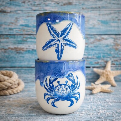 Mesh Stencil Ceramic Cup Col. Under the Sea-3 (22*11 cm) - 4