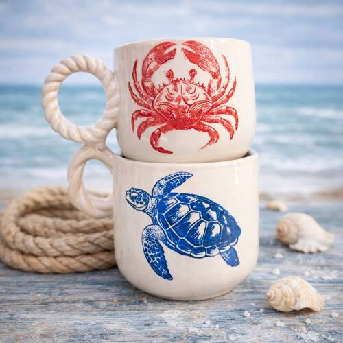 Mesh Stencil Ceramic Cup Col. Under the Sea-3 (22*11 cm) - 6