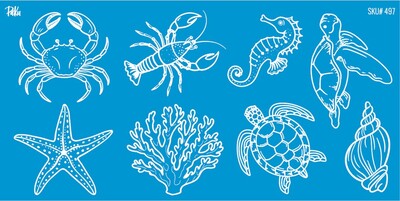 Paku Malzeme - Mesh Stencil Ceramic Cup Col. Under the Sea-4 (22*11 cm)