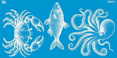 Paku Malzeme - Mesh Stencil Ceramic Cup Col. Under the Sea-5 (22*11 cm)