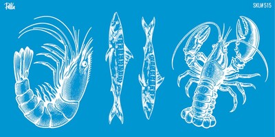 Paku Malzeme - Mesh Stencil Ceramic Cup Col. Under the Sea-6 (22*11 cm)