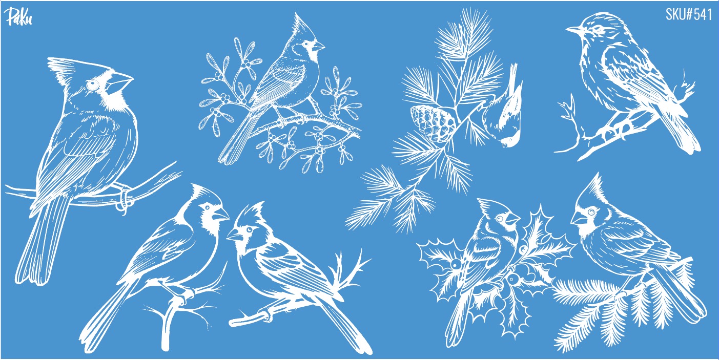 Mesh Stencil Ceramic Cup Col. Winter Birds (22*11 cm)