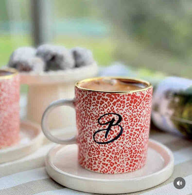 Mesh Stencil Ceramic Mug Col. Alphabet Script; 20*10 cm