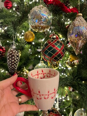 Paku Malzeme - Mesh Stencil Ceramic Mug Col. Christmas Garland; 30*10 cm (1)