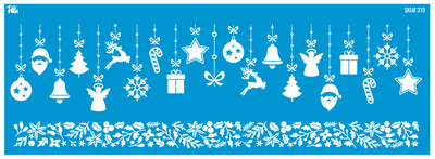 Paku Malzeme - Mesh Stencil Ceramic Mug Col. Christmas Garland & Border; 30*10 cm