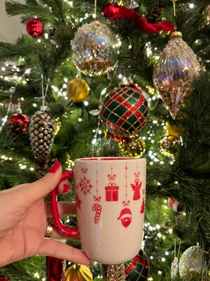 Paku Malzeme - Mesh Stencil Ceramic Mug Col. Christmas Garland & Border; 30*10 cm (1)