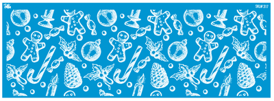 Paku Malzeme - Mesh Stencil Ceramic Mug Col. Gingerman & Ornaments; 30*10 cm