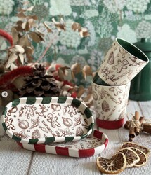 Mesh Stencil Ceramic Mug Col. Gingerman & Ornaments; 30*10 cm - Thumbnail