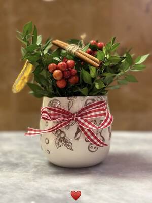 Mesh Stencil Ceramic Mug Col. Gingerman & Ornaments; 30*10 cm