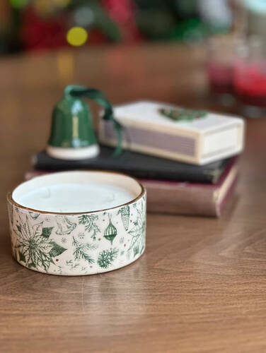 Mesh Stencil Ceramic Mug Col. Pionsettias & Pine Cones; 30*10 cm