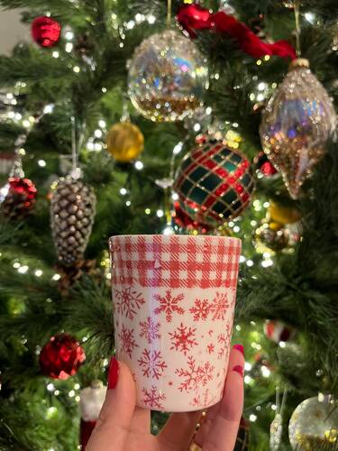 Mesh Stencil Ceramic Mug Col. Snowflakes; 30*10 cm