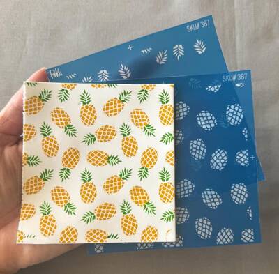 Silk Screen Mini Coll.; 2-Tier Pineapples