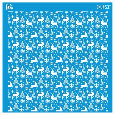 Paku Malzeme - Mesh Stencil Cookie Clay Collection; Christmas Theme-4 (11x11 cm)