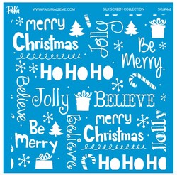 Paku Malzeme - Mesh Stencil Cookie Clay Collection; Christmas Wording (22*22 cm)