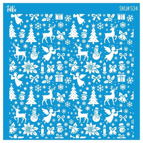 Mesh Stencil Cookie Clay Collection; Christmas Theme-1 (11x11 cm)