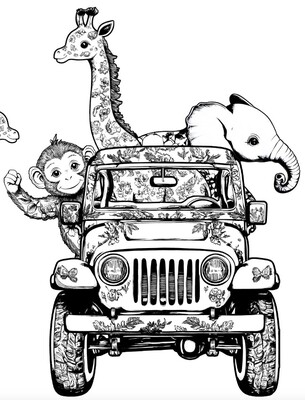 Paku Malzeme - Mesh Stencil Crystal Collection; Baby Safari Toile (40*20cm) (1)