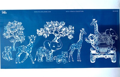 Paku Malzeme - Mesh Stencil Crystal Collection; Baby Safari Toile (40*20cm)