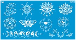 Paku Malzeme - Mesh Stencil Crystal Collection; Boho Elements ( 22*12 cm)