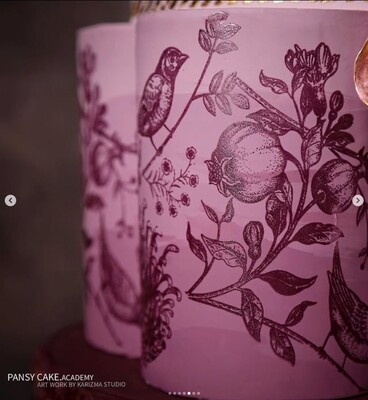 Paku Malzeme - Mesh Stencil Crystal Collection; Pomegranade Branch (33*13,5 cm) (1)