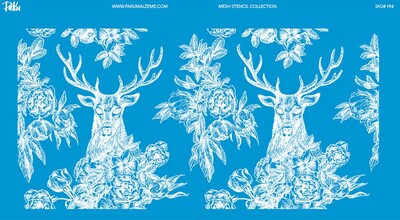Paku Malzeme - Mesh Stencil Crystal Collection; Reindeer ( 36*18 cm)