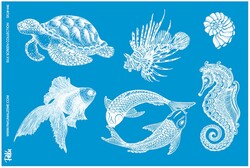 Paku Malzeme - Mesh Stencil Crystal Collection; Sea Animal Set; (33*22 cm)