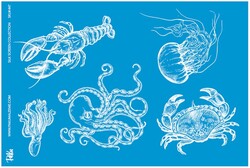 Paku Malzeme - Mesh Stencil Crystal Collection; Sea Food Set; (33*22 cm)