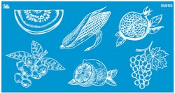 Paku Malzeme - Mesh Stencil Crystal Collection; Summer Fruits-2 ( 22*12 cm)