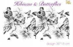 Paku Malzeme - Mesh Stencil; Hibiscus & Butterflies