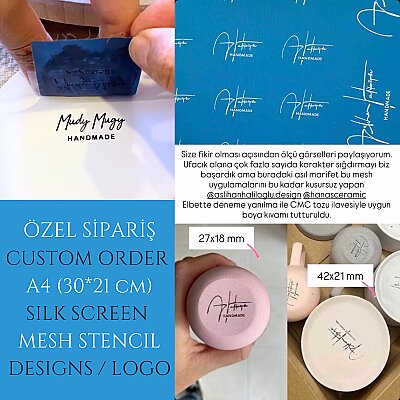 Mesh Stencil Silk Screen ÖZEL ÜRETİM / CUSTOM ORDER - A4 (30x21cm)