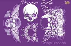 Paku Malzeme - Mesh Stencil; Vintage Skulls