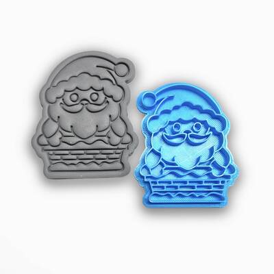 3D-plastic embosser SANTA on the CHIMNEY; 7 cm